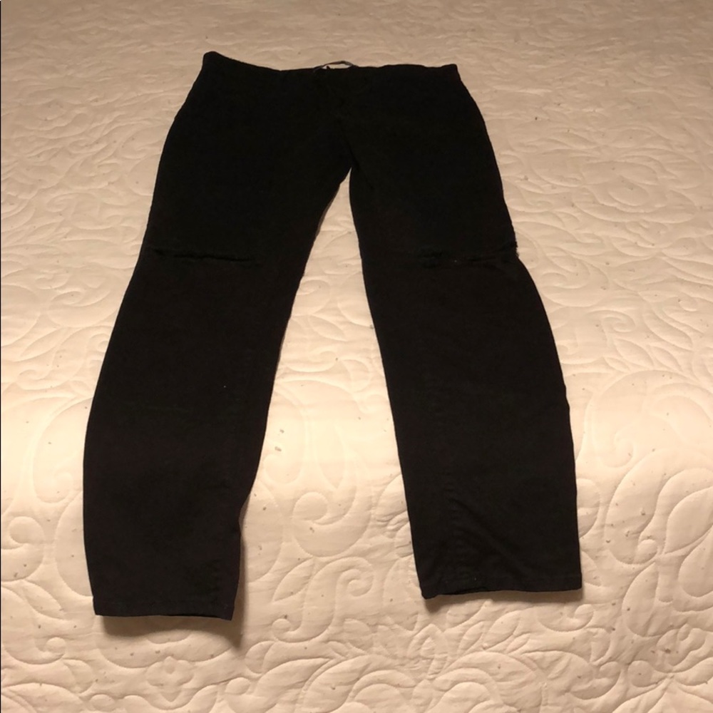 distressed straight  leg jeans